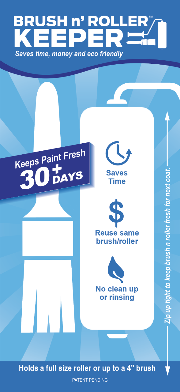 Our paint brush and roller storage bags are the perfect painting accessory for keeping your paint brushes and rollers fresh between coats of paint.