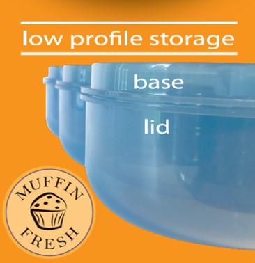 Touch Up Cup fresh-line muffin fresh container - 6 Fresh Muffins Keeper in airtight storage with a low profile -by DZ Innovation