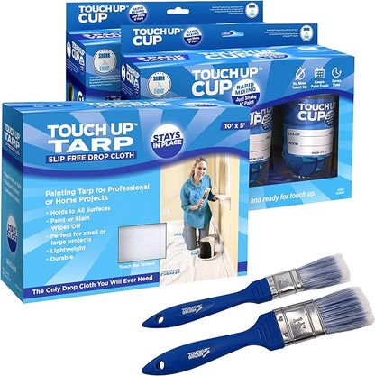 Bundle and Save!!  With the Touch Up™ 6-Cup, Tarp, and Brush Combo you get TWO of our paint-saving Touch Up™ Cup 3-Packs, ONE Touch Up™ Tarp, and ONE Touch Up Brush 2-Pack.