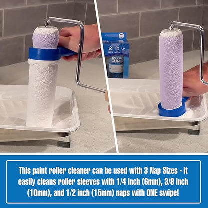 This roller cleaner can be used with 3 nap sizes - it easily cleans rollers sleeves with 1/4 inch (6mm), 3/8 inch (10mm), and 1/2 inch (15mm) naps with one swipe