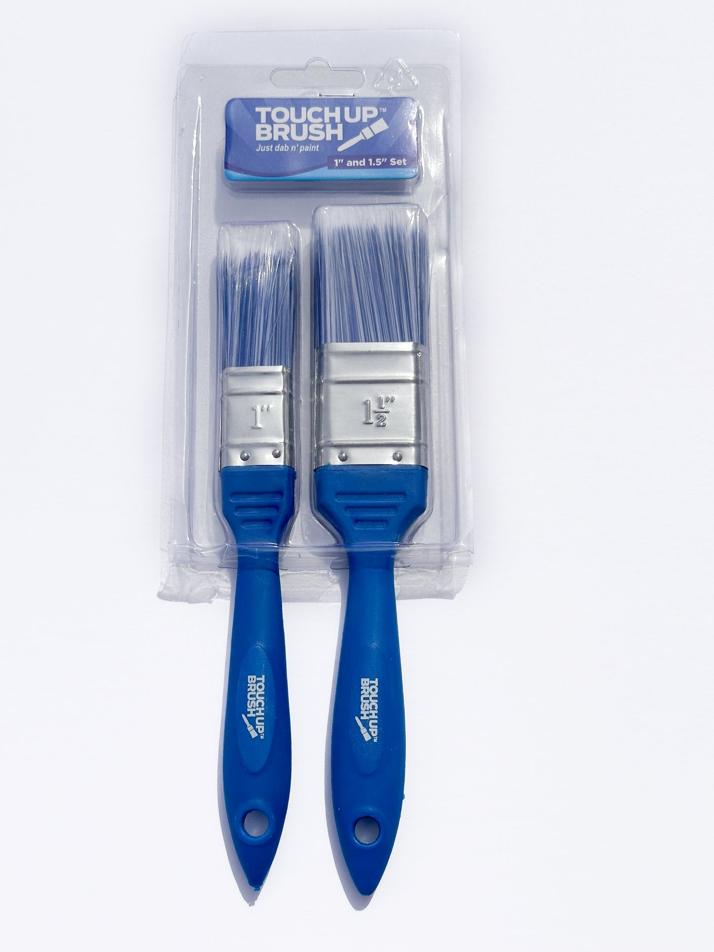 1 Touch Up™ Brush 2-Pack:  One 1-inch and one 1.5-inch high-quality paint brushes set, perfect for use as a wall paint brush, trim paint brush, or edging paint brush. Made with a Premium Polyester Filament, these brushes are superior painting tools that offer a smooth, flawless finish with every stroke. Soft, rubber-grip dovetail handle is lightweight and comfortable to hold and use.&nbsp; These professional paint brushes are perfect for both pro’s and DIYers alike! Perfect painting tools to add to your hou