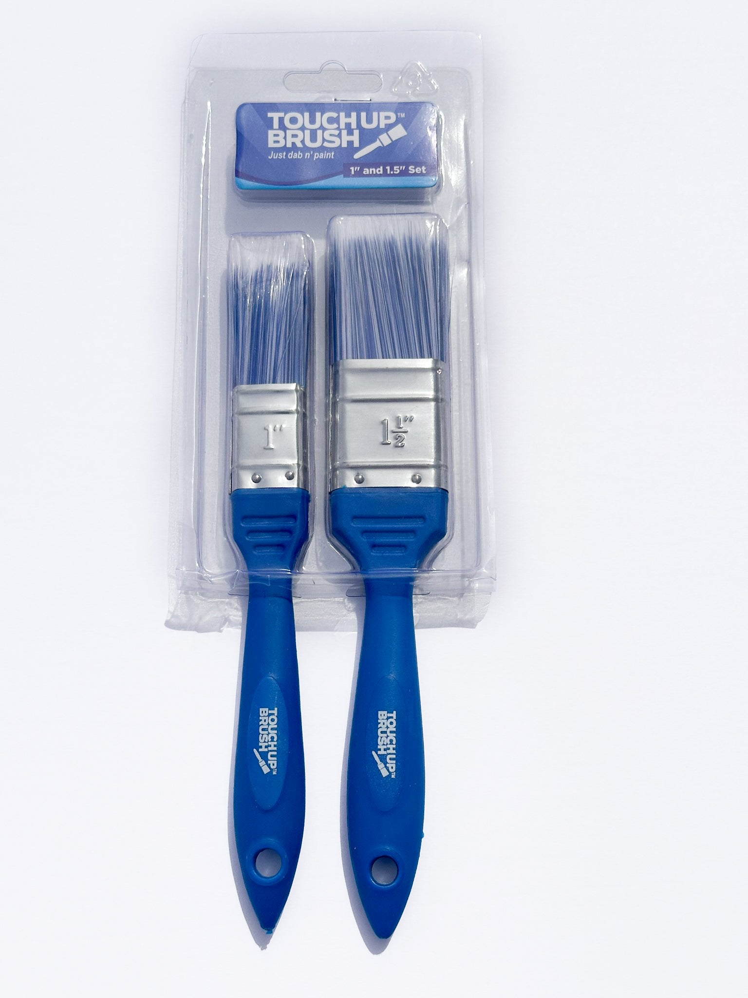 1 Touch Up™ Brush 2-Pack:  One 1-inch and one 1.5-inch high-quality paint brushes set, perfect for use as a wall paint brush, trim paint brush, or edging paint brush. Made with a Premium Polyester Filament, these brushes are superior painting tools that offer a smooth, flawless finish with every stroke. Soft, rubber-grip dovetail handle is lightweight and comfortable to hold and use.&nbsp; These professional paint brushes are perfect for both pro’s and DIYers alike! Perfect painting tools to add to your hou