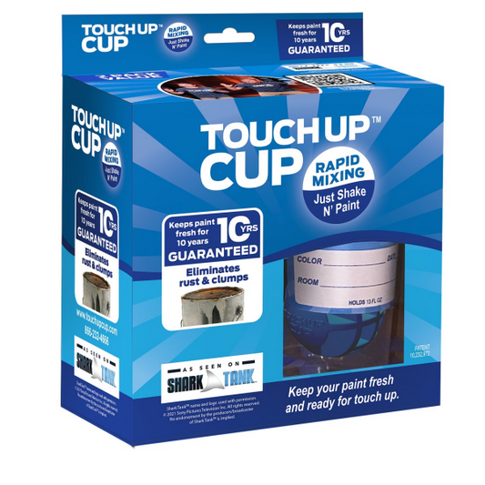 Two of our 13oz paint containers with lids that are perfect to store paint for all your touch-up needs without compromising storage space. Our clear plastic containers with lids allow you to see the paint color in addition to writing the important details on the included label. Patented Blending Sphere eliminates the need for a stir stick and prevents rusting and clumping.  Just Shake and Paint! Lab Tested to keep paint fresh for 10+ years.