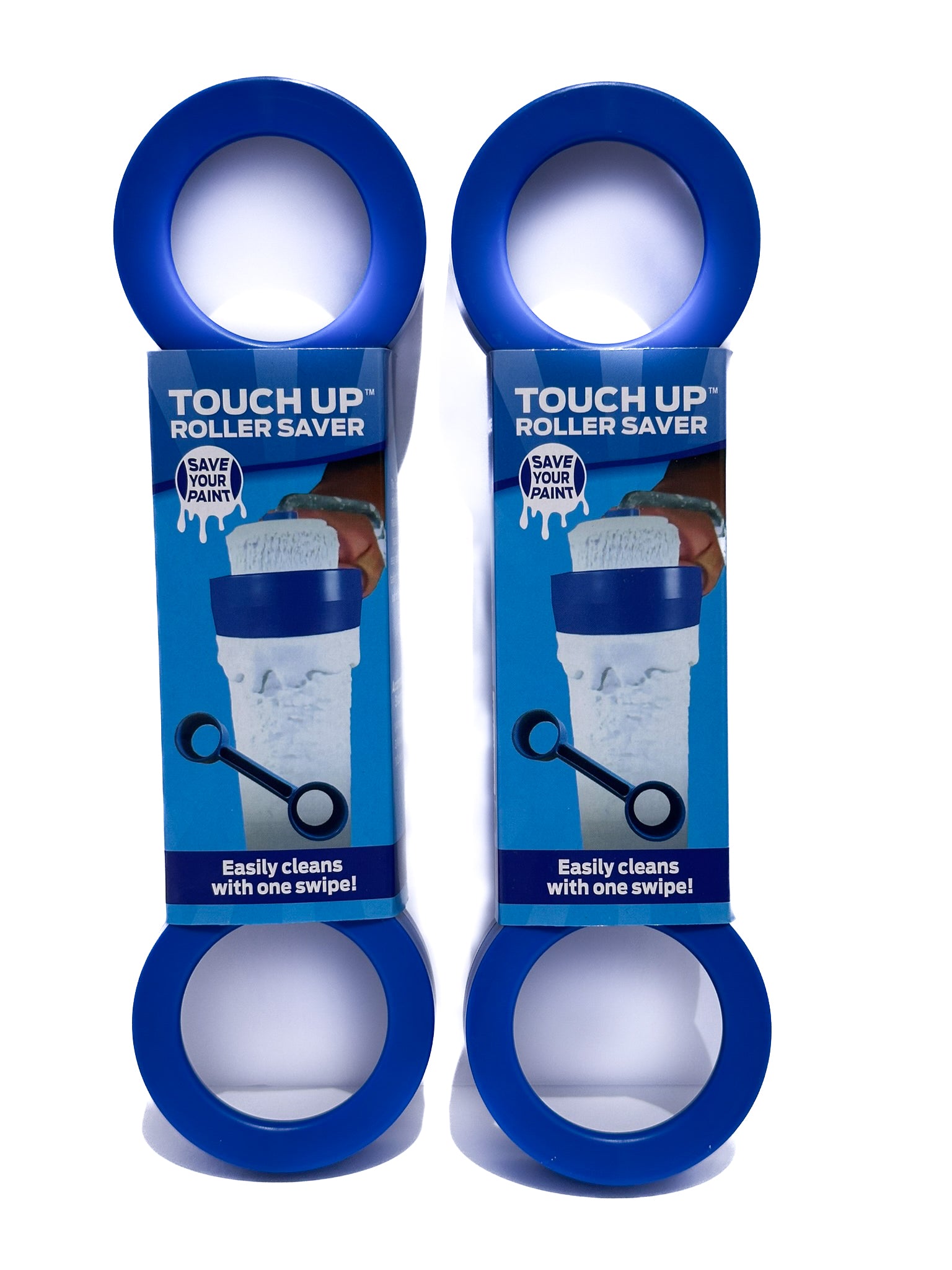 Touch Up™ Cup and Roller Saver Combo includes:  2 Roller Savers:   Roller Saver paint remover tool cleans roller sleeves in just one swipe!  For use on ¼ inch (6mm), 3/8 inch (10mm), and ½ inch (15mm) nap sizes. The most efficient paint roller cleaner tool on the market.